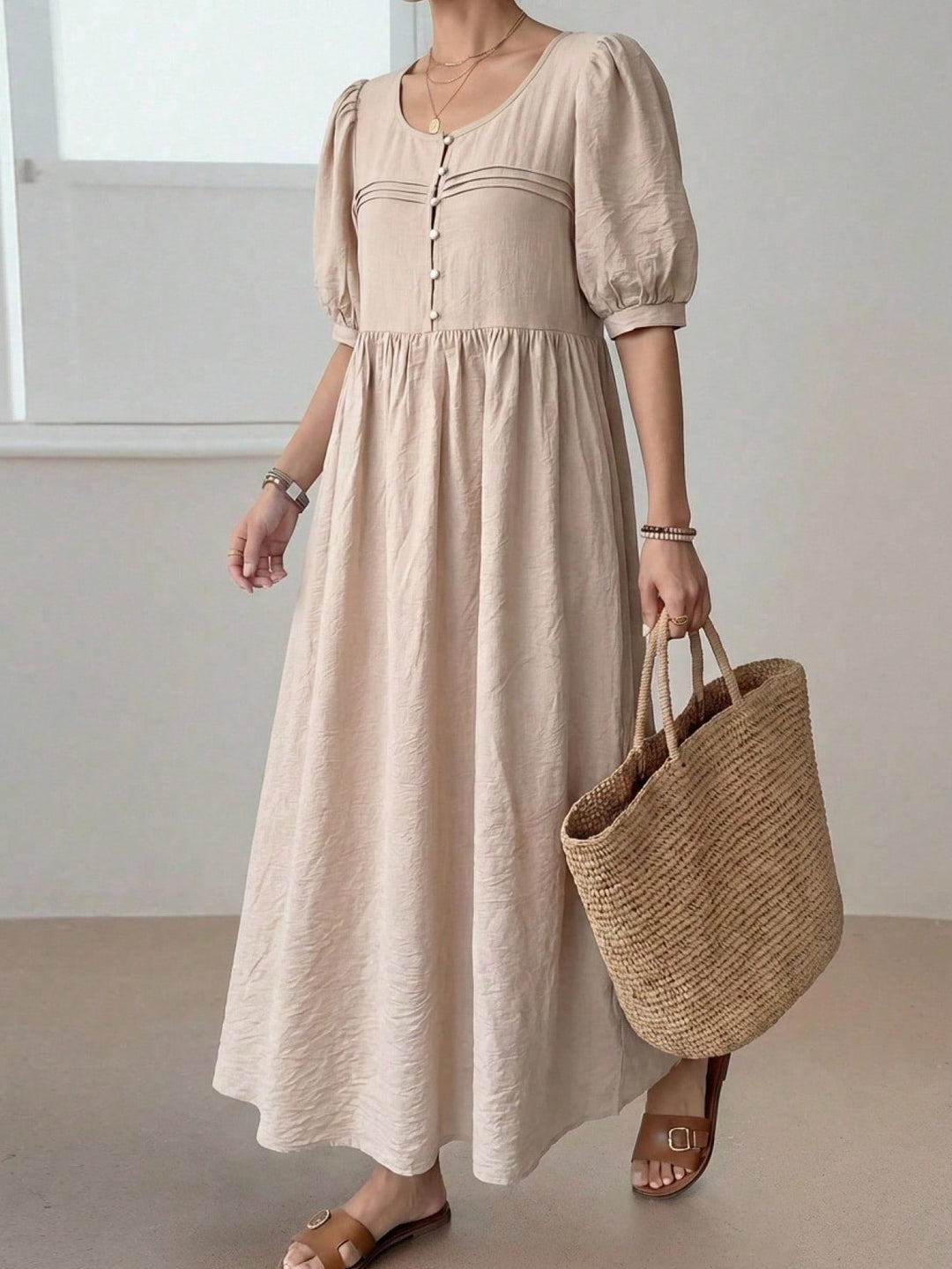 Rochie maxi SHEIN, bej