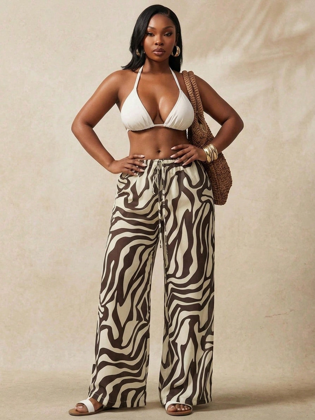 Pantaloni SHEIN, maro