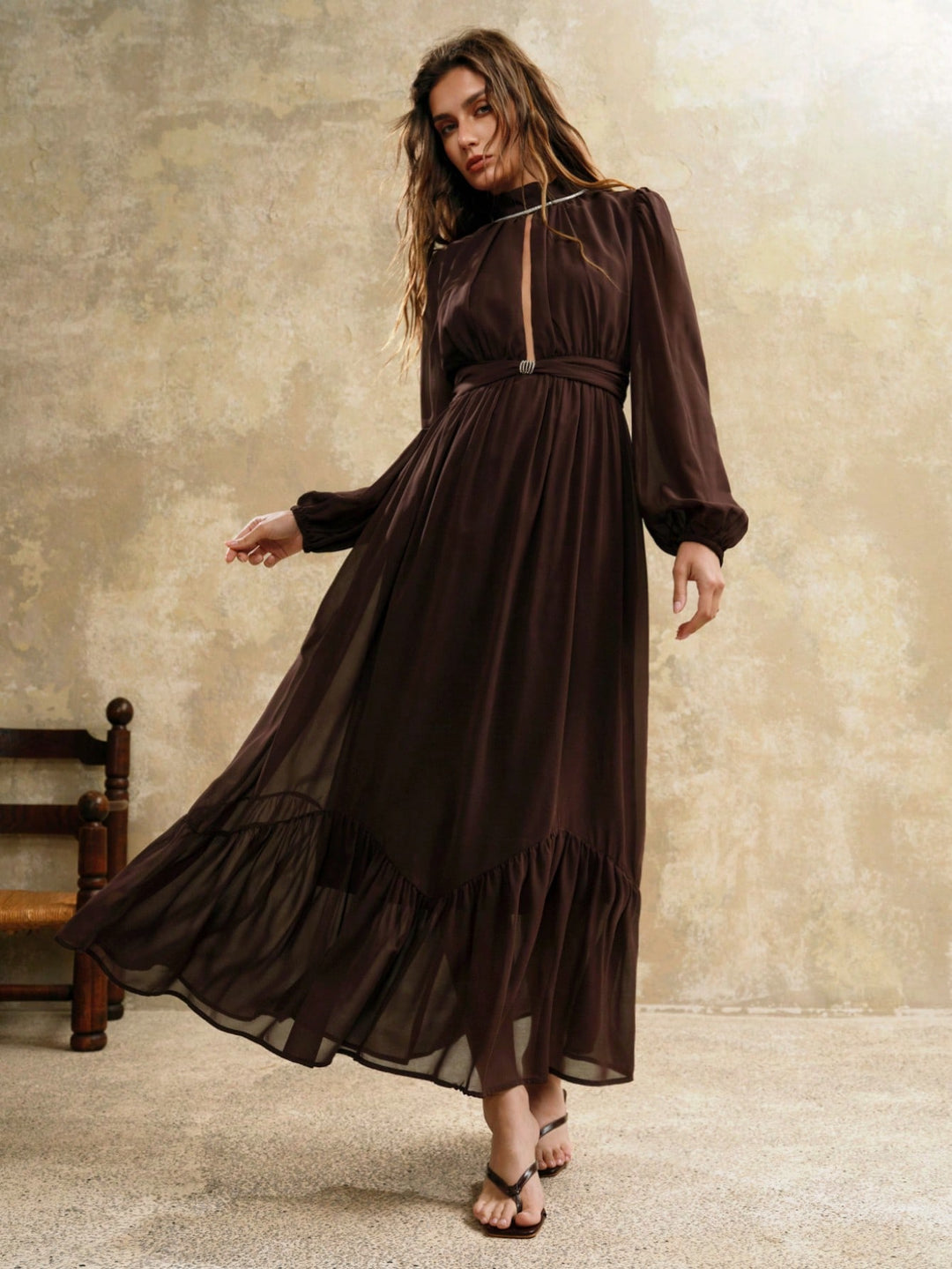 Rochie maxi SHEIN, maro