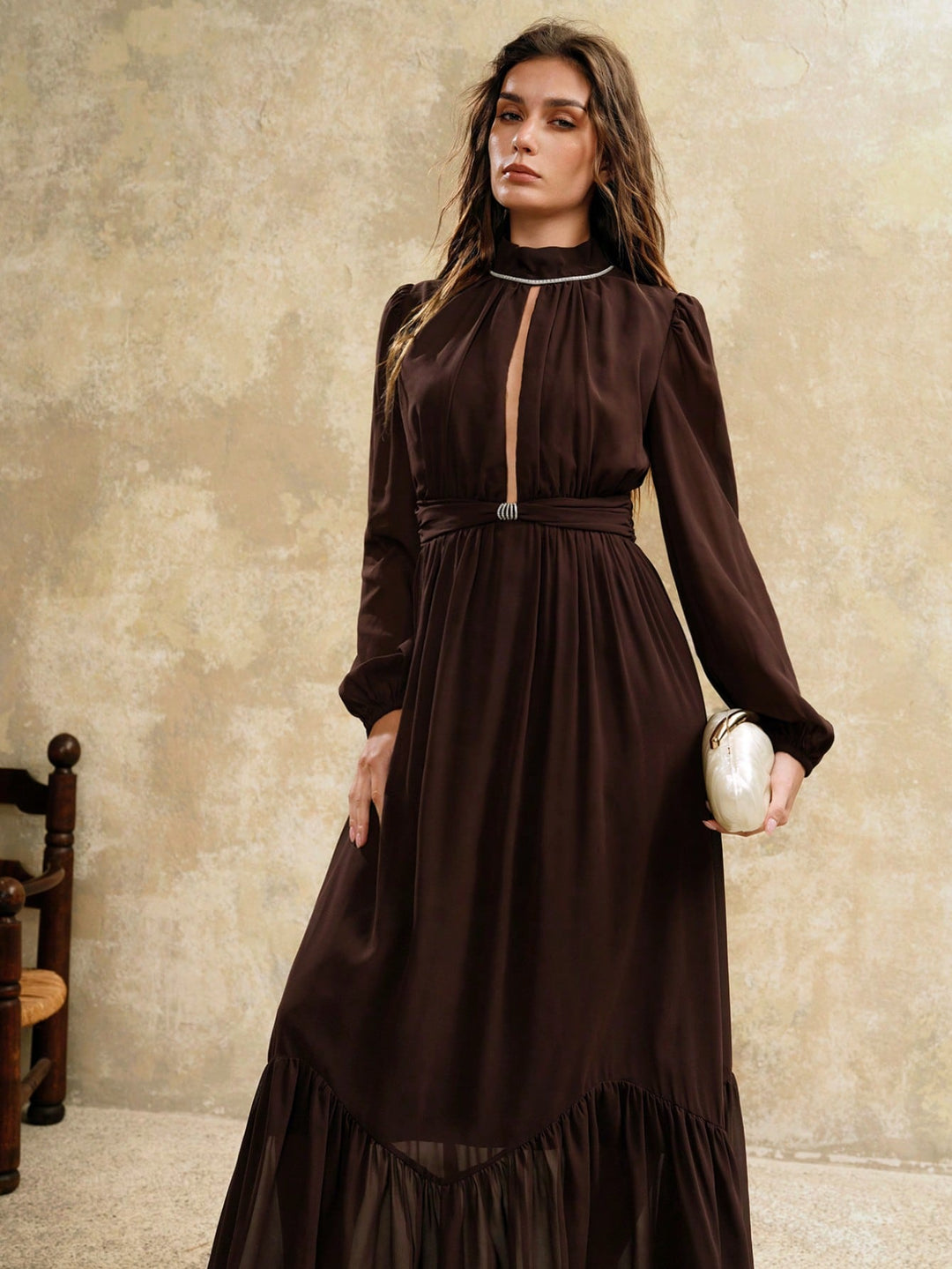 Rochie maxi SHEIN, maro