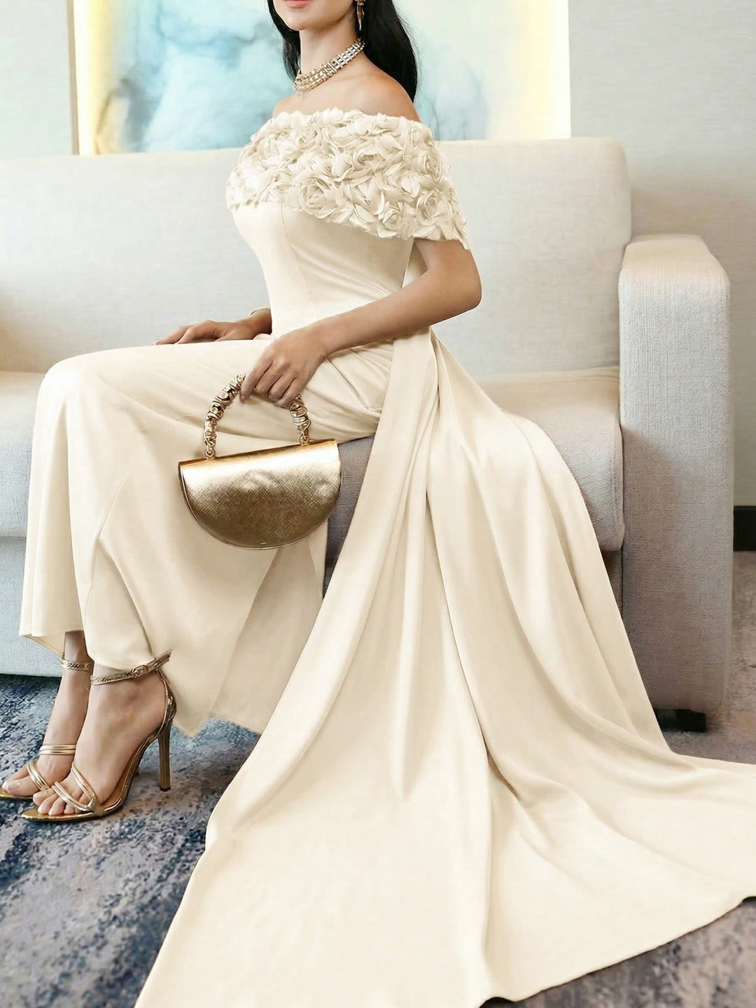 Rochie maxi SHEIN, bej