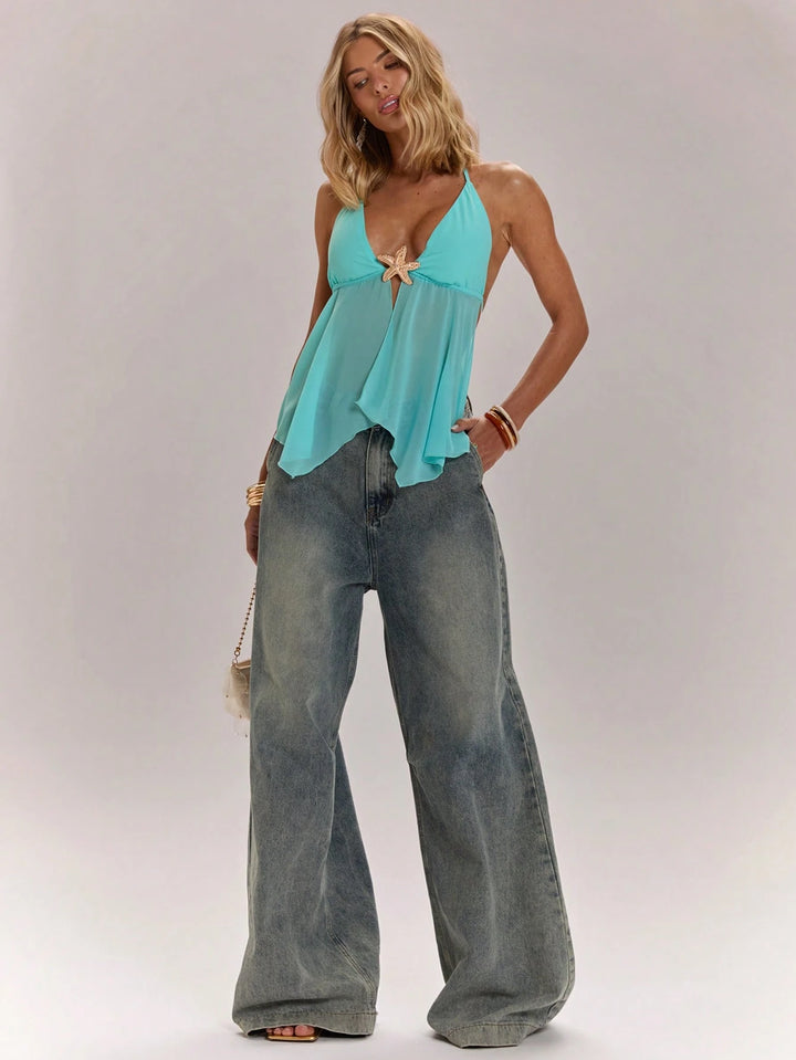 Top SHEIN, turcoaz