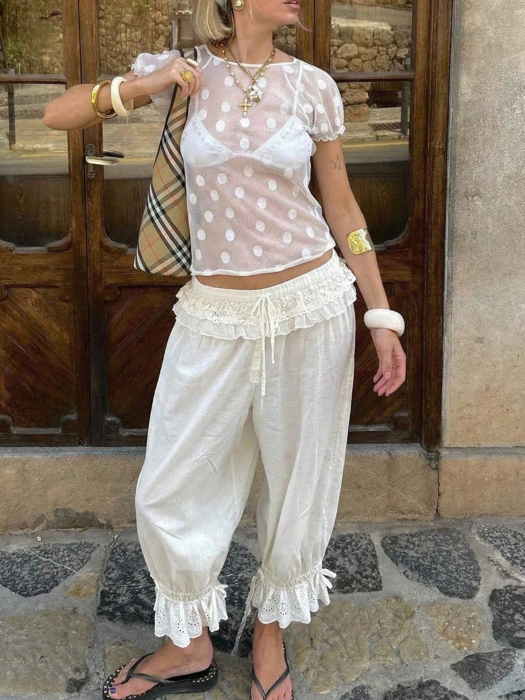 Pantaloni SHEIN, alb