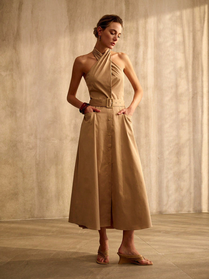 Rochie midi SHEIN, kaki