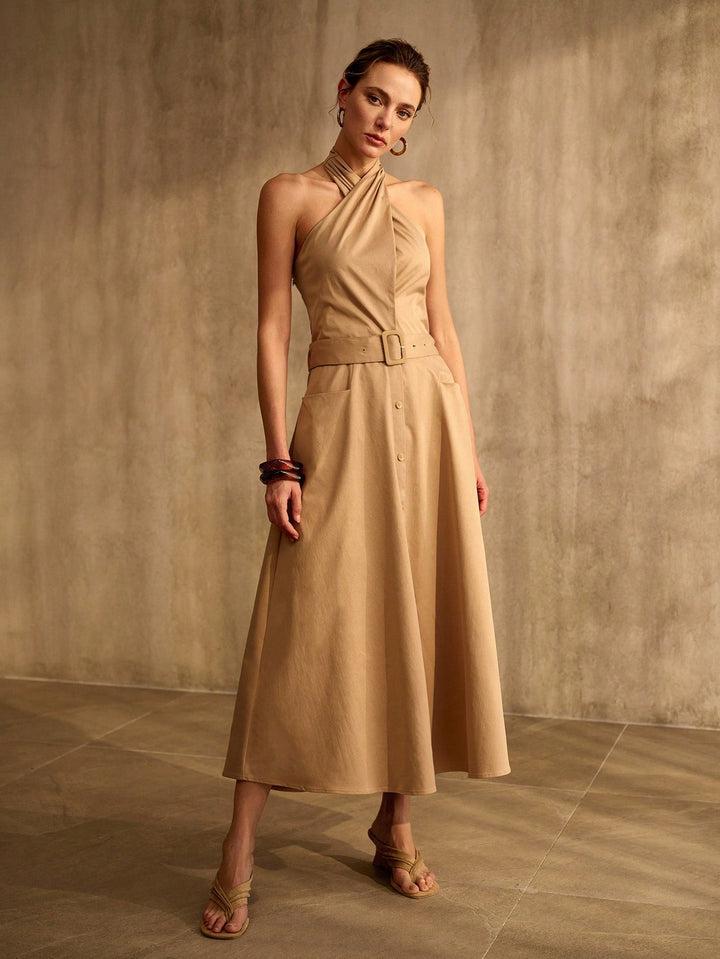 Rochie midi SHEIN, kaki