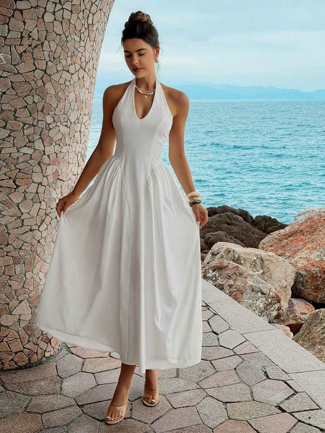 Rochie midi SHEIN, alb