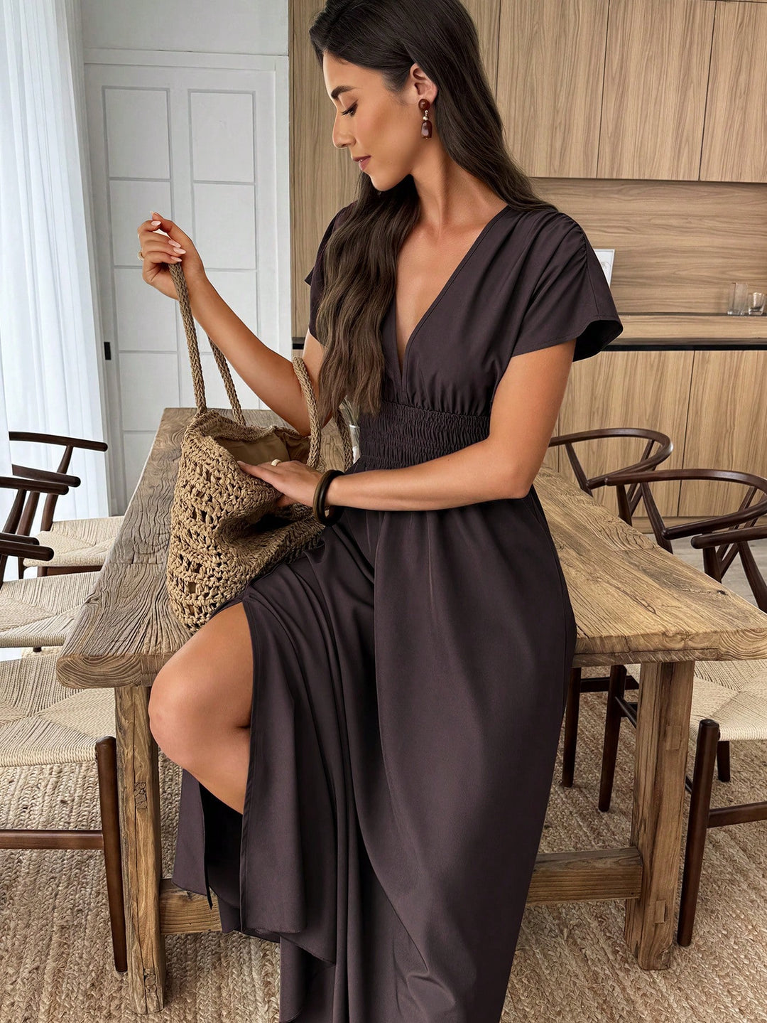 Rochie maxi SHEIN, maro