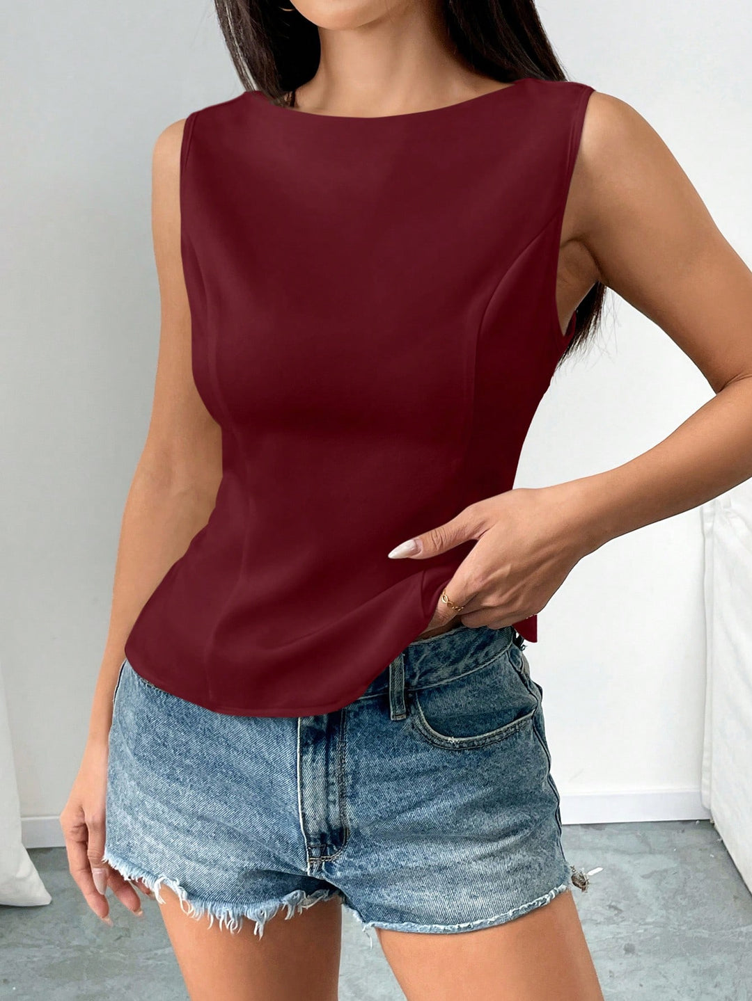 Bluza fără mâneci SHEIN, vișiniu