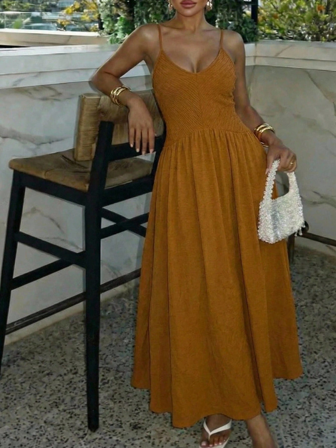 Rochie maxi SHEIN, maro