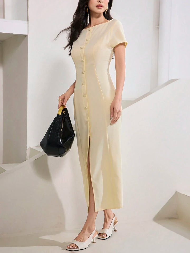 Rochie maxi SHEIN, crem