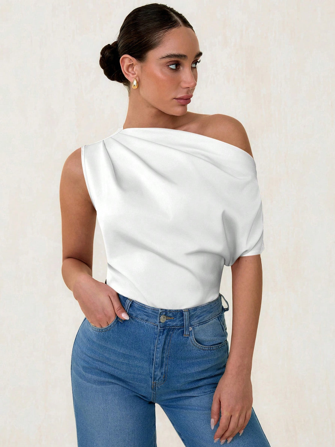 Bluza asimetrică SHEIN, alb