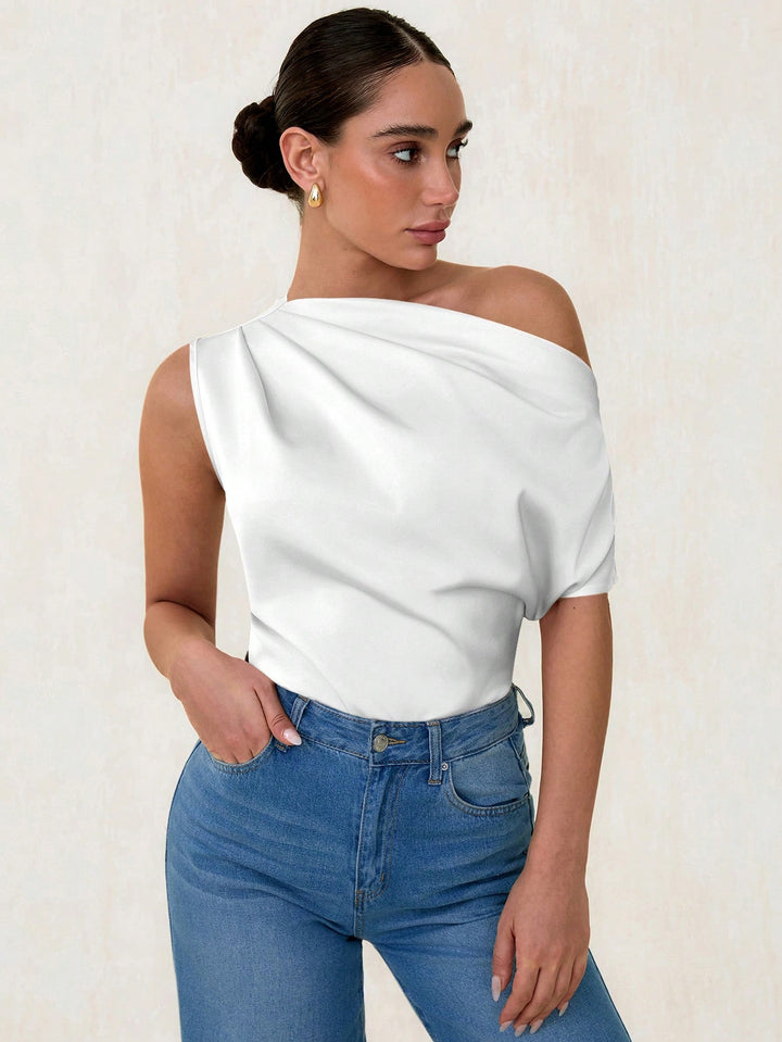 Bluza asimetrică SHEIN, alb