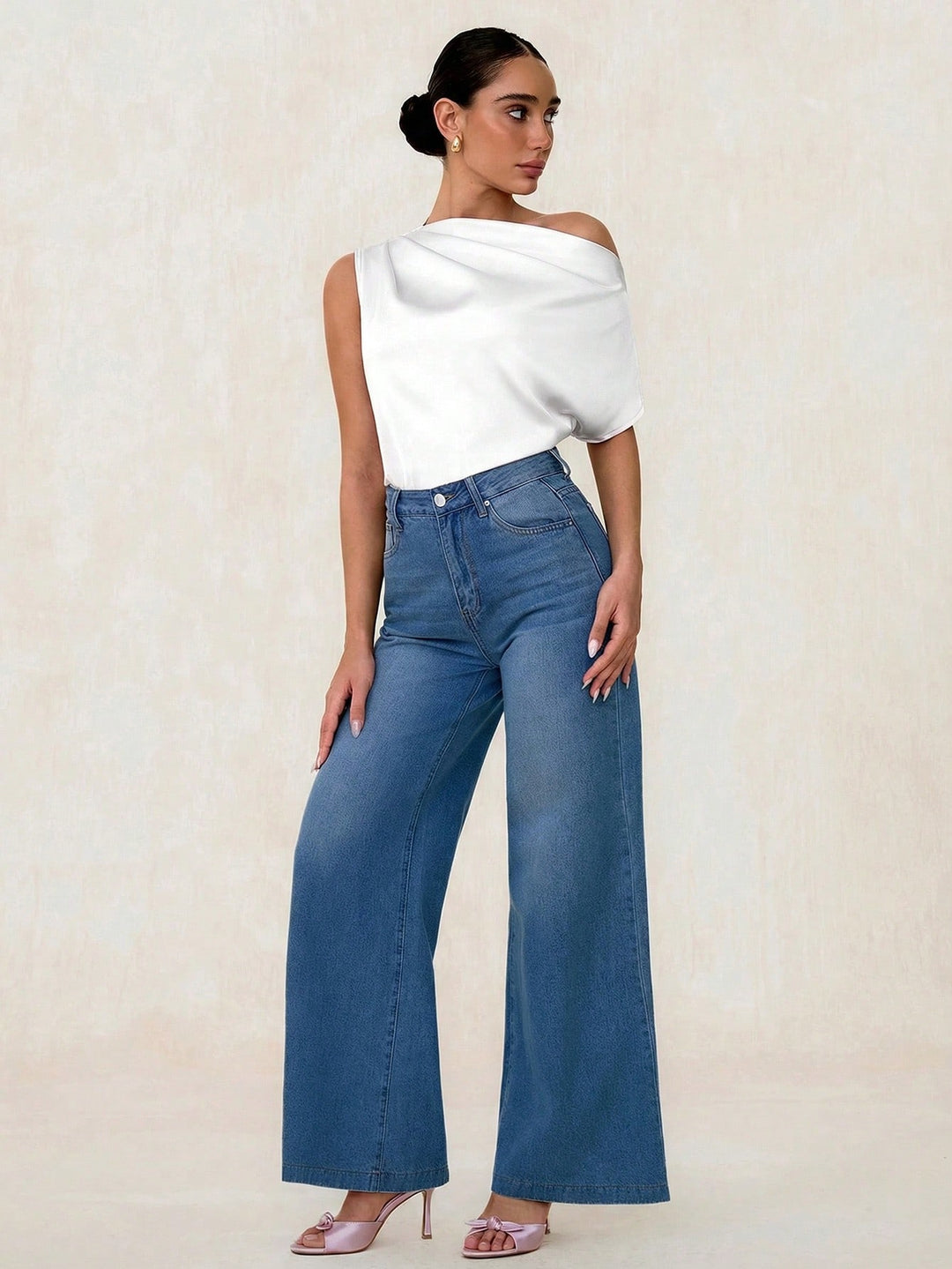 Bluza asimetrică SHEIN, alb