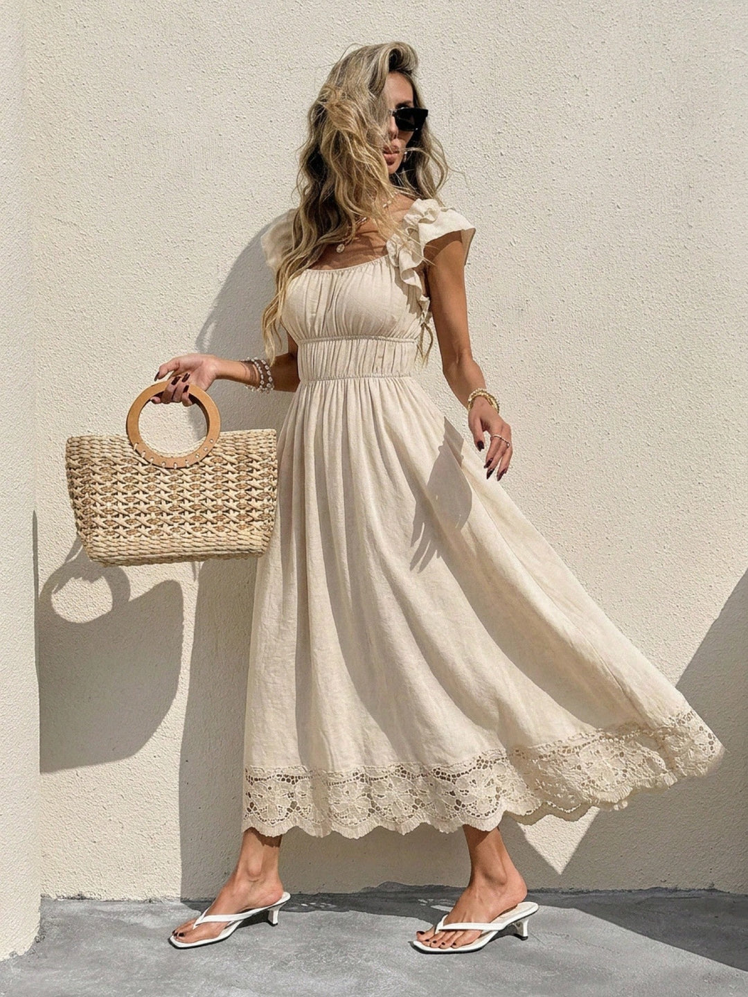 Rochie maxi SHEIN, bej