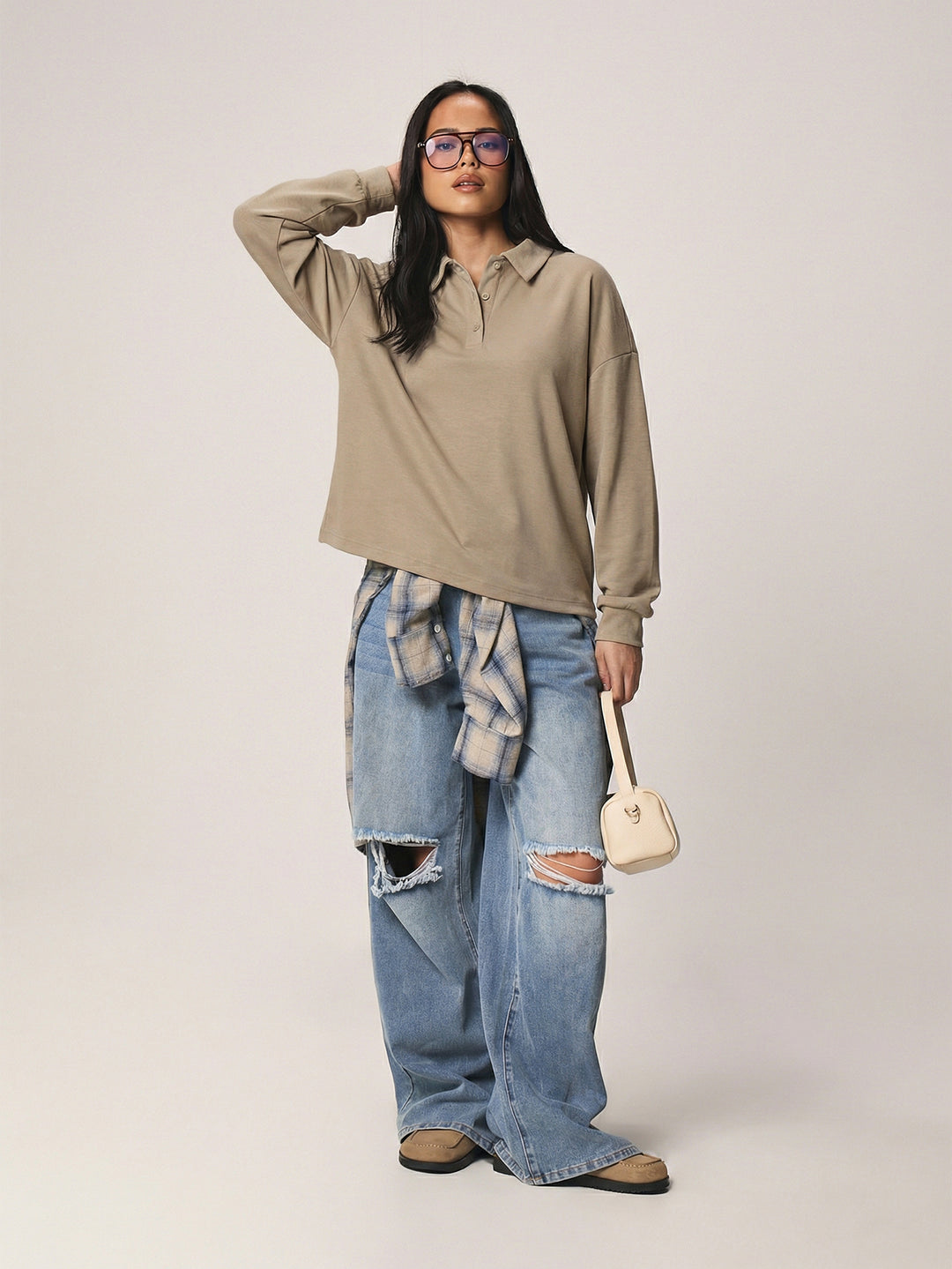 Top SHEIN, kaki