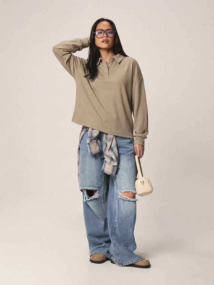Top SHEIN, kaki