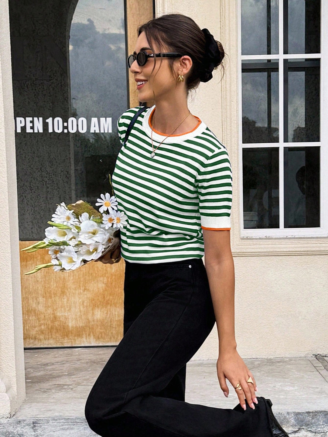 Top tricotat SHEIN, verde