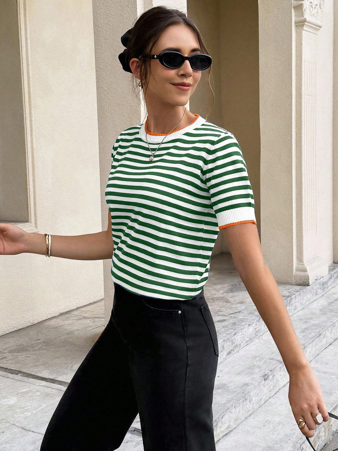 Top tricotat SHEIN, verde