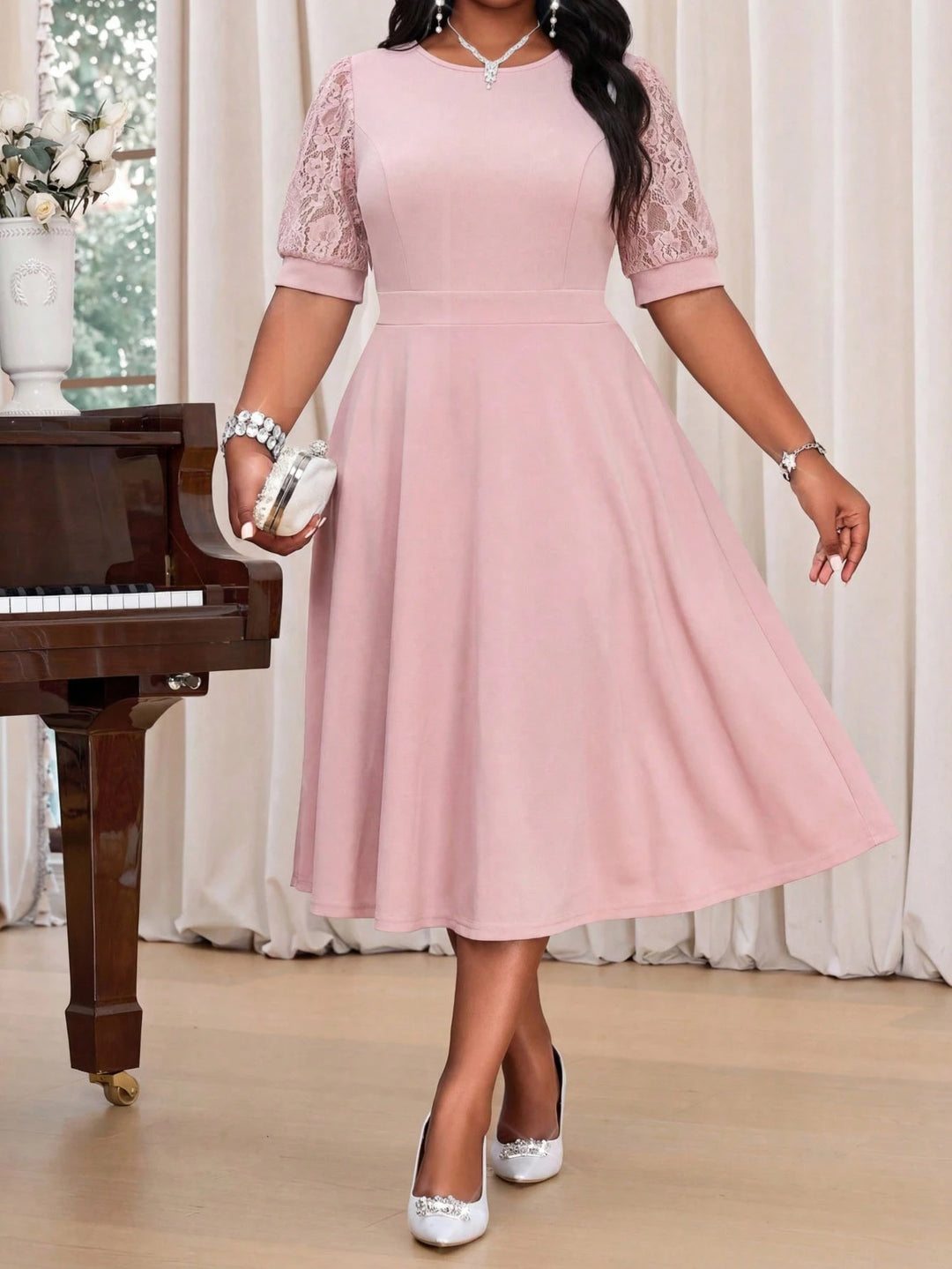 Rochie midi SHEIN, roz