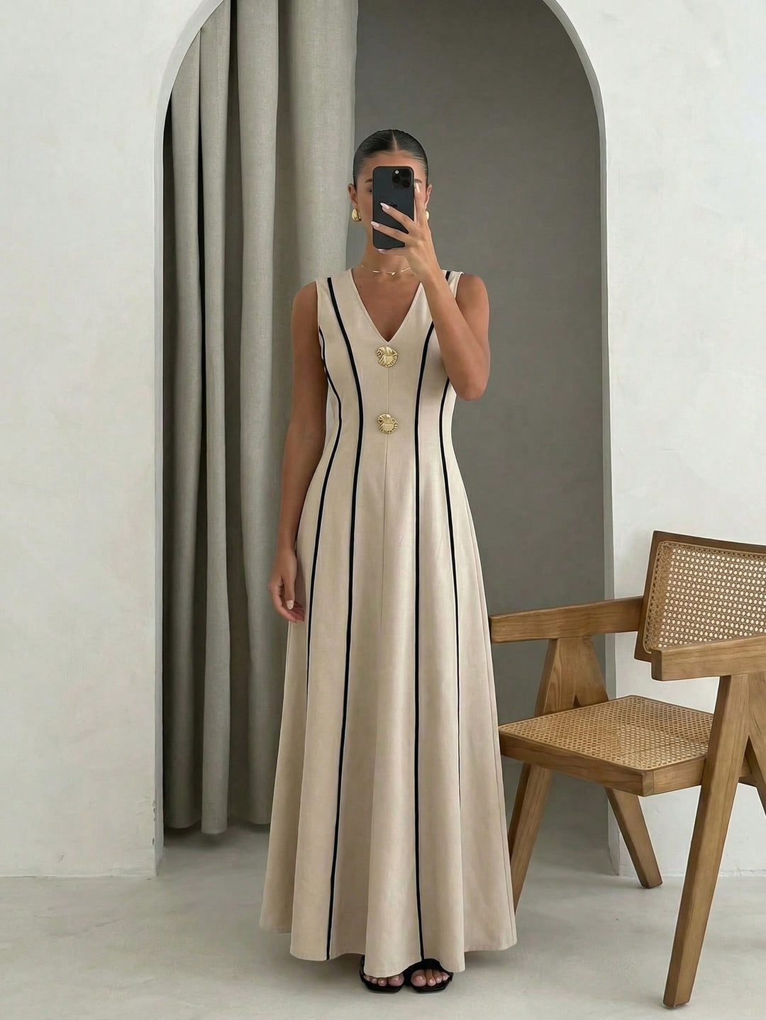 Rochie maxi SHEIN, kaki