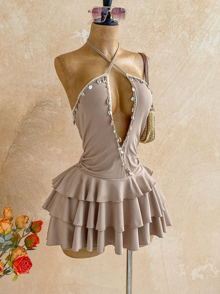 Rochie mini SHEIN, kaki