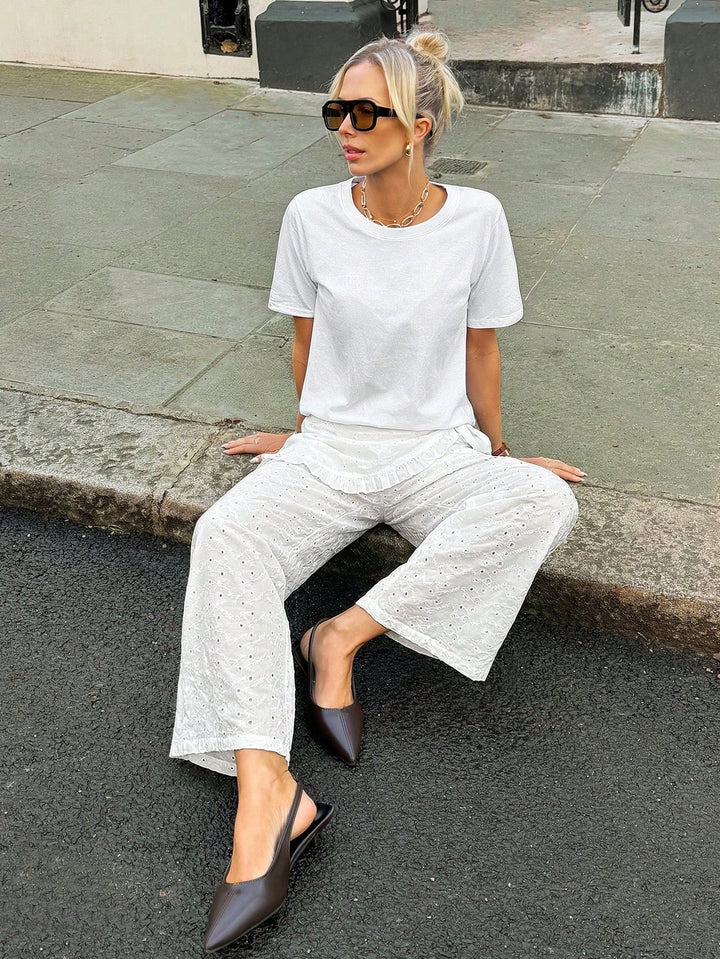 Pantaloni SHEIN, alb