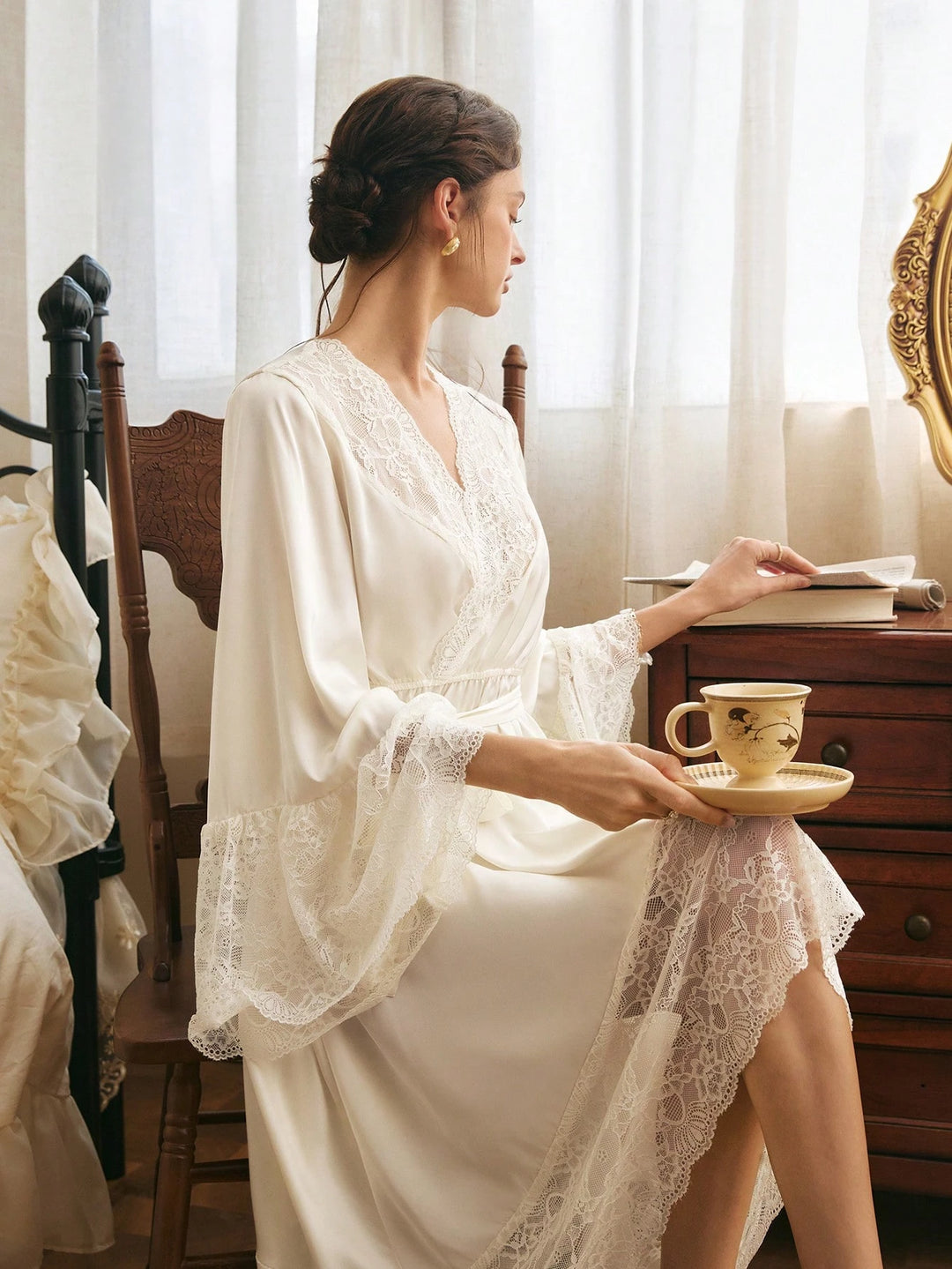 Rochie de noapte SHEIN, crem