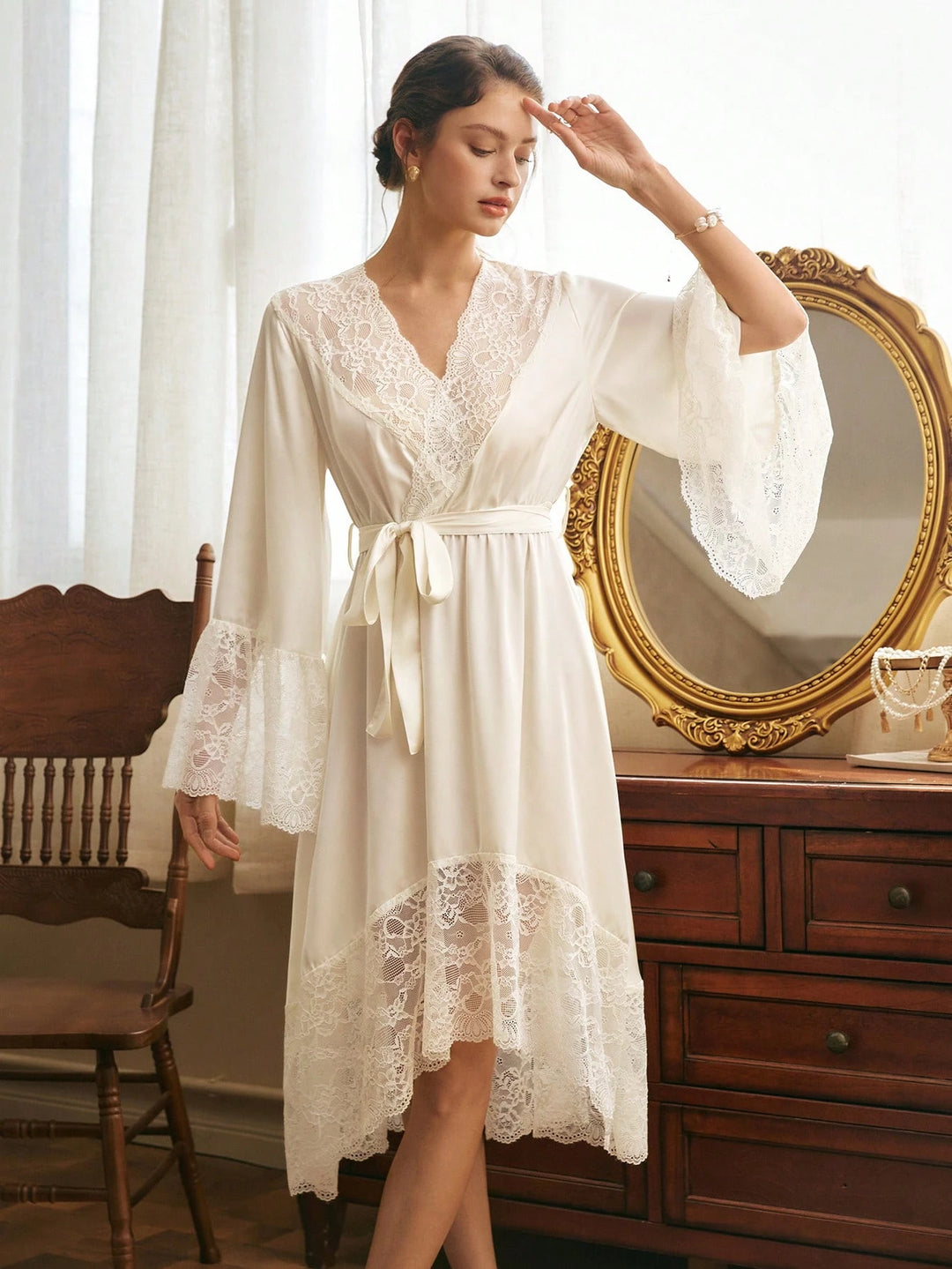Rochie de noapte SHEIN, crem