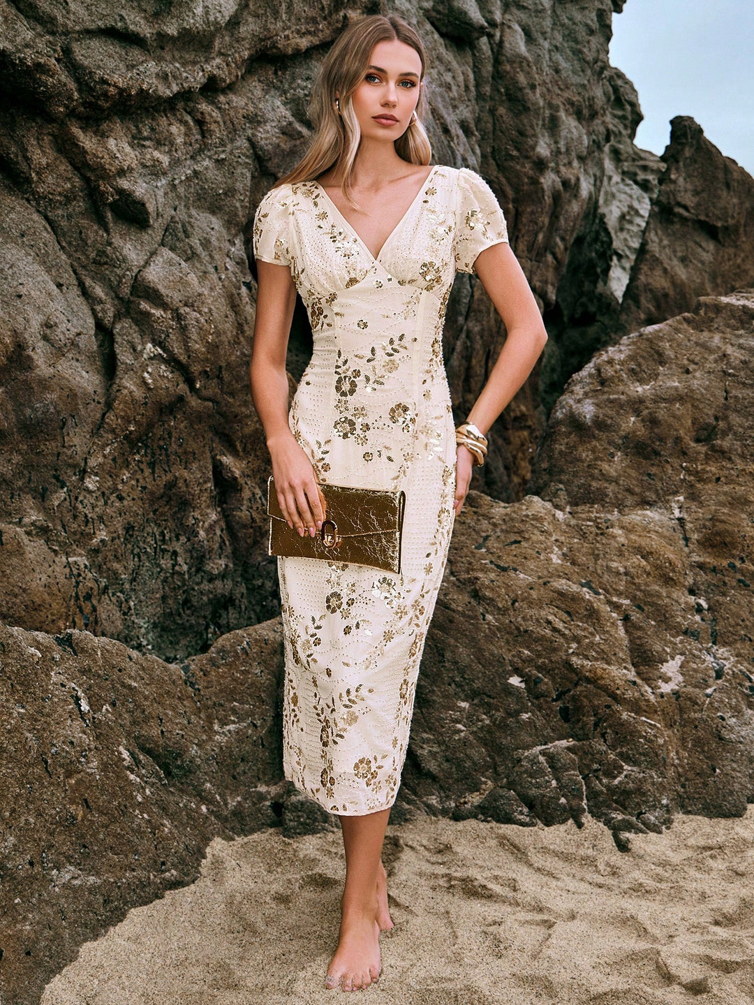 Rochie midi SHEIN, auriu