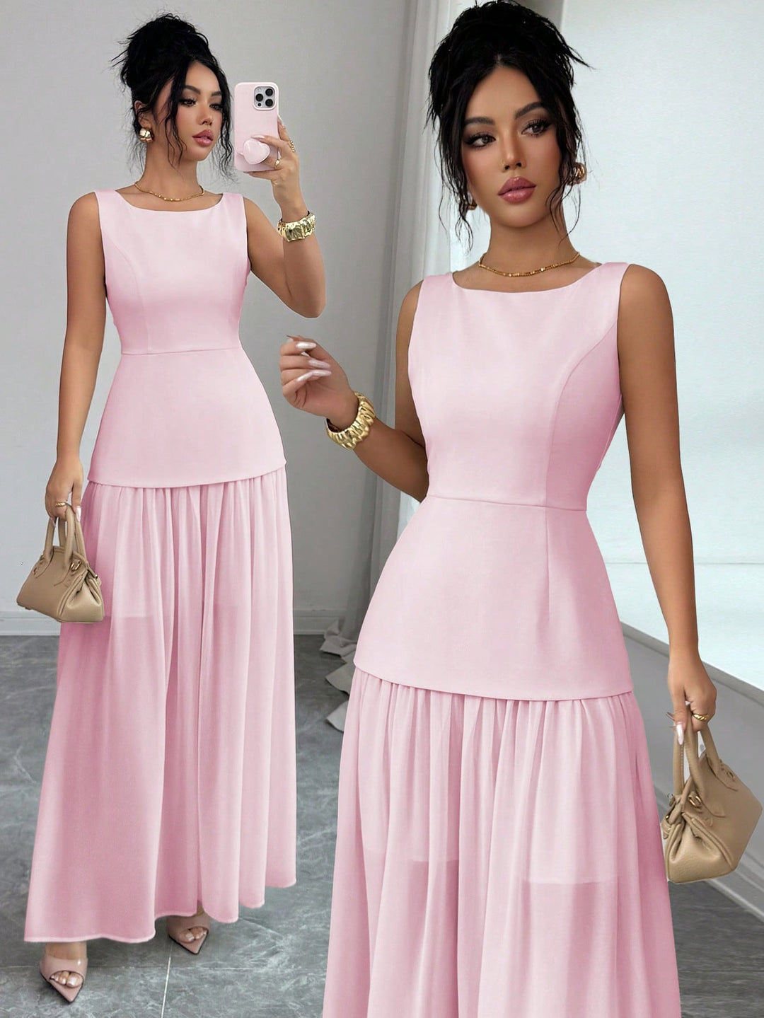 Rochie maxi SHEIN, roz