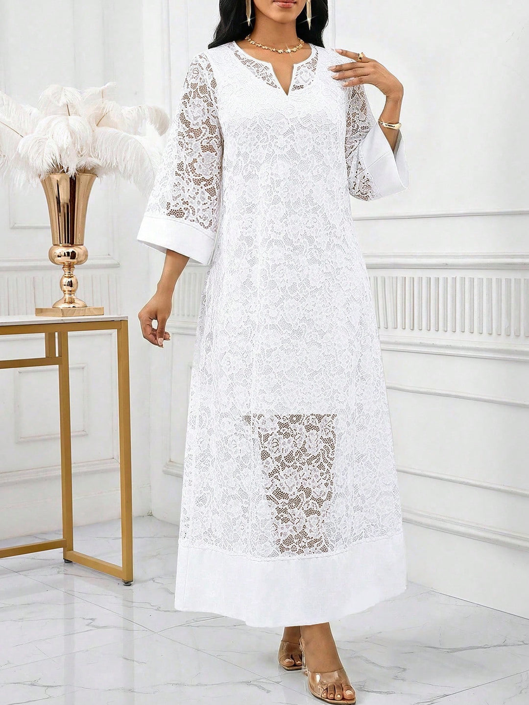 Rochie maxi SHEIN, alb