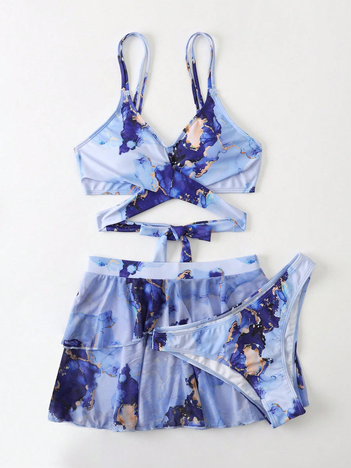 Set costum de baie SHEIN, albastru