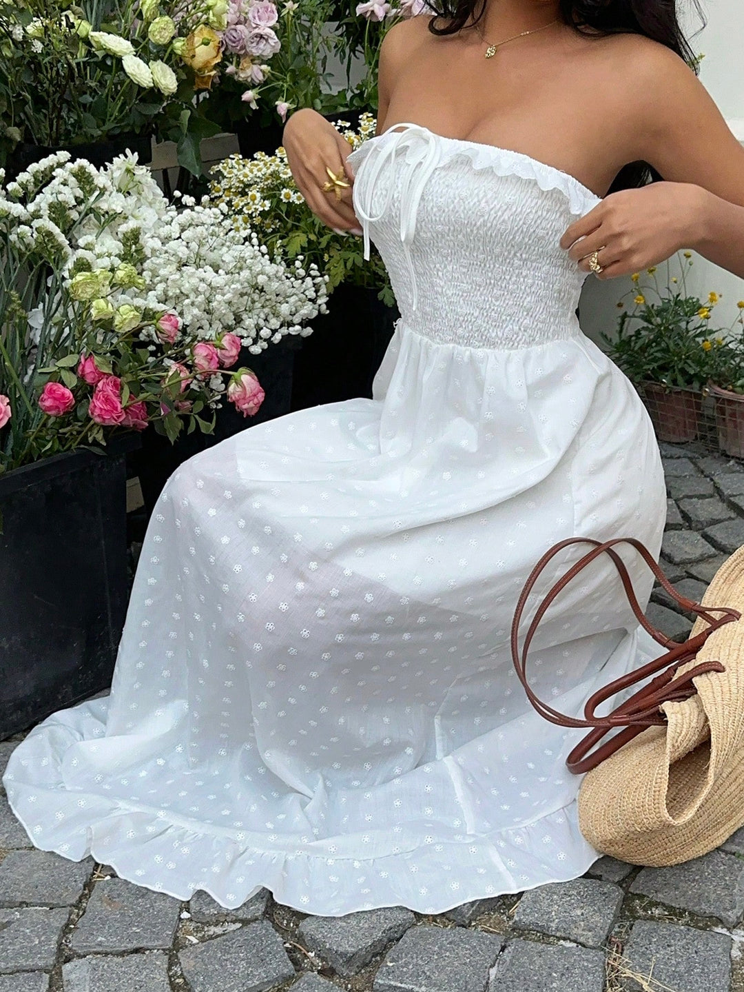 Rochie maxi SHEIN, alb