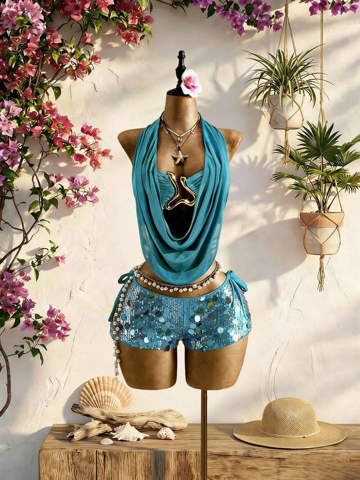 Top SHEIN, turcoaz