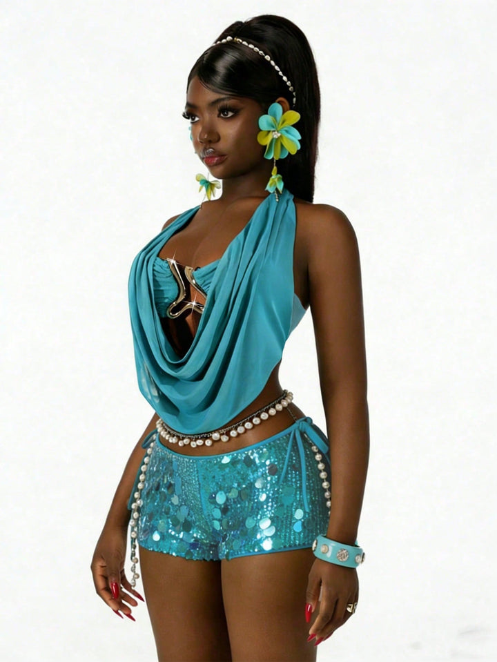 Top SHEIN, turcoaz