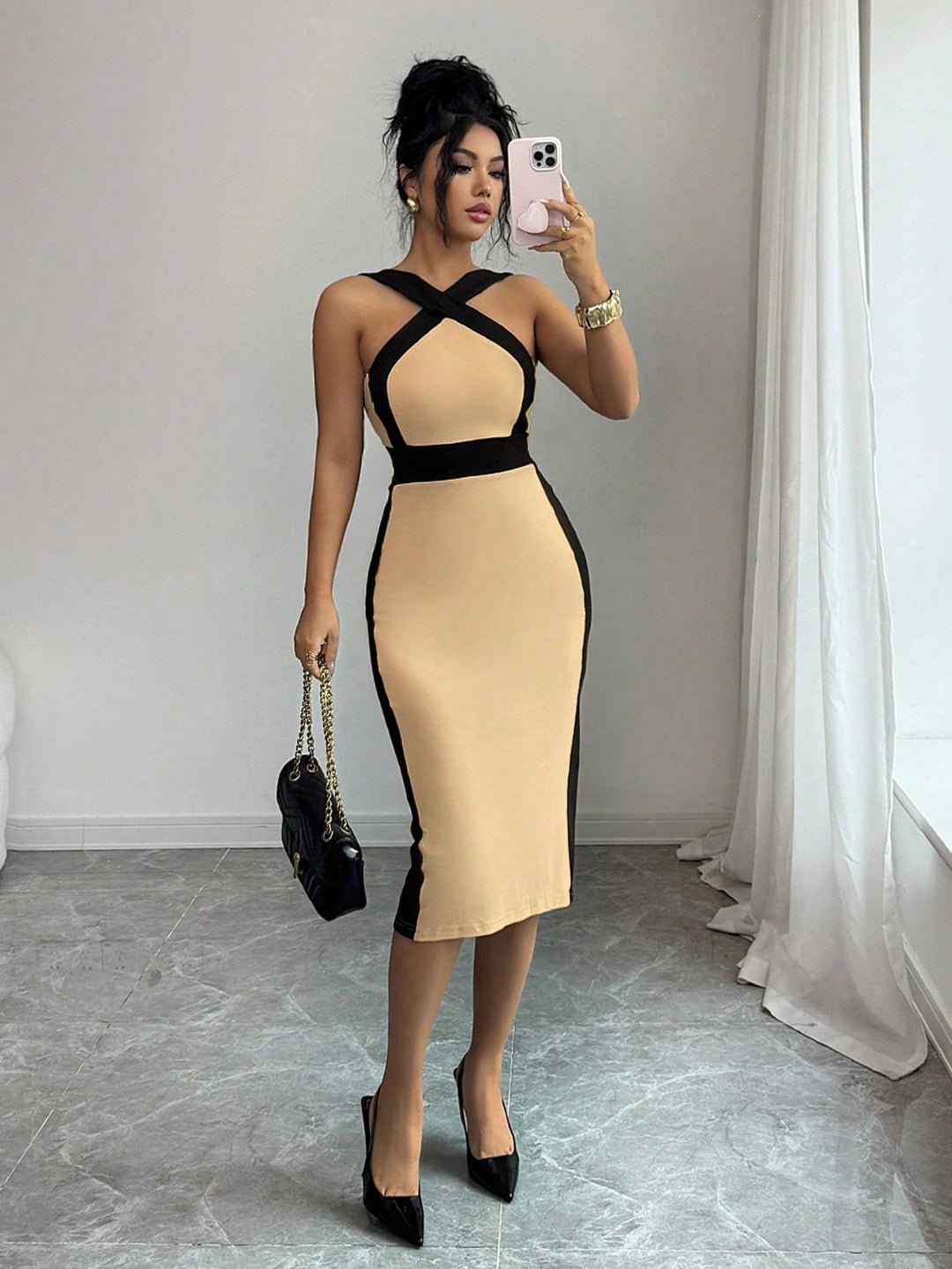 Rochie midi SHEIN, kaki