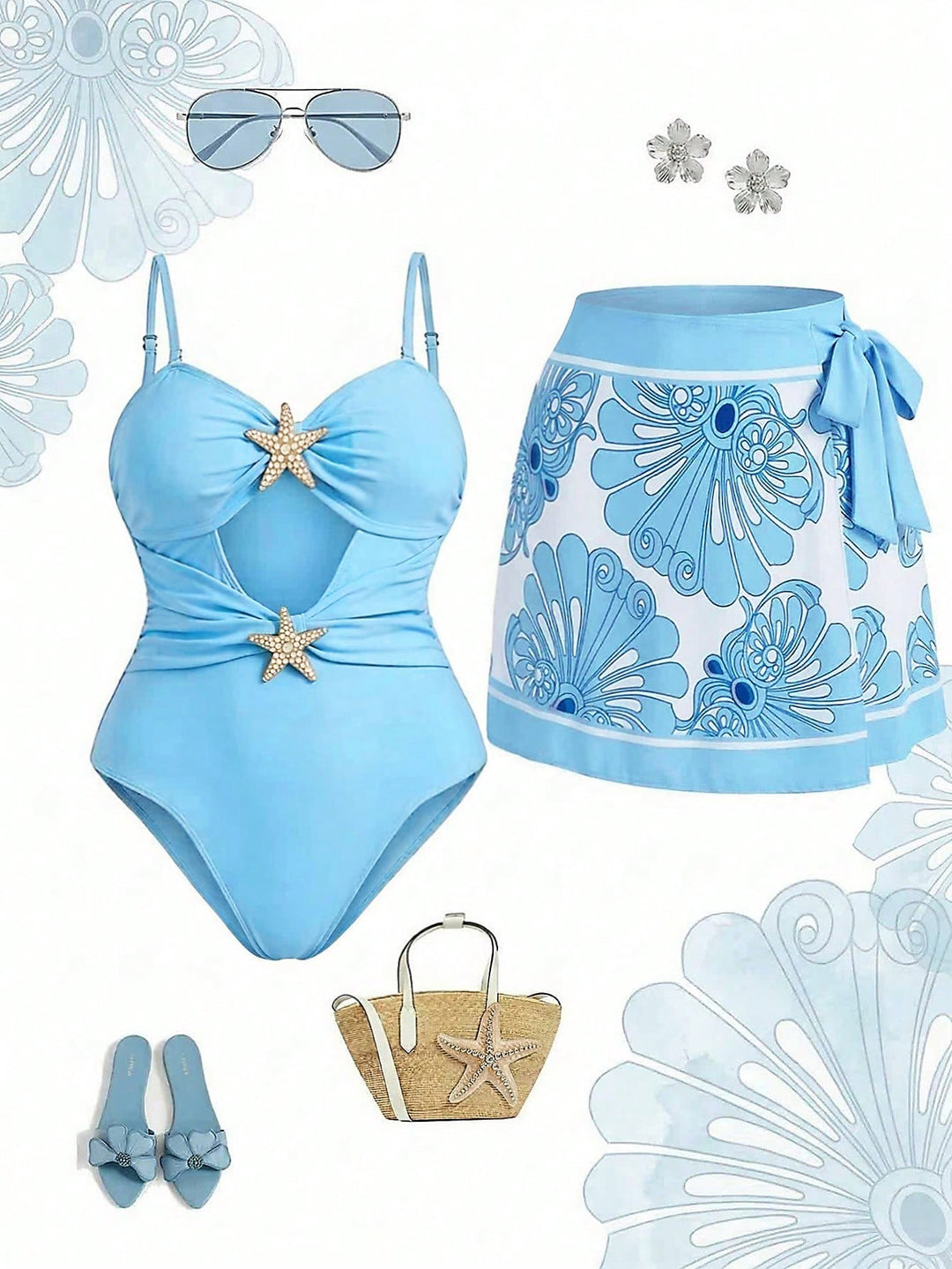 Costum de baie SHEIN, albastru