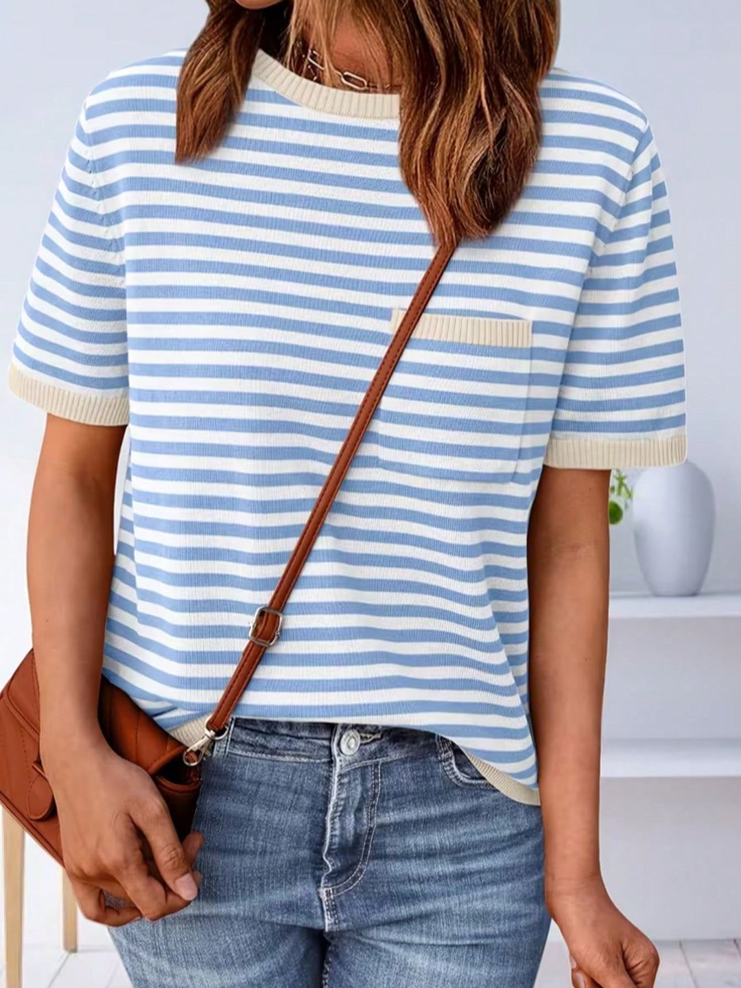 Tricou cu maneci scurte SHEIN, albastru