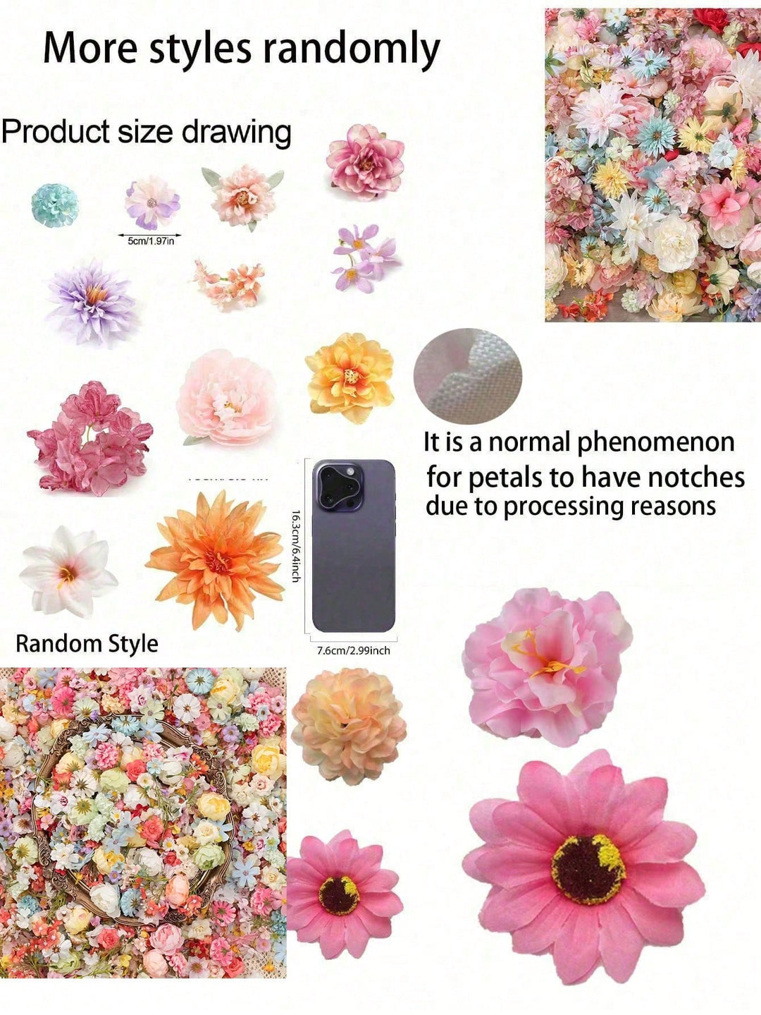 Floari artificiale SHEIN, mix culori