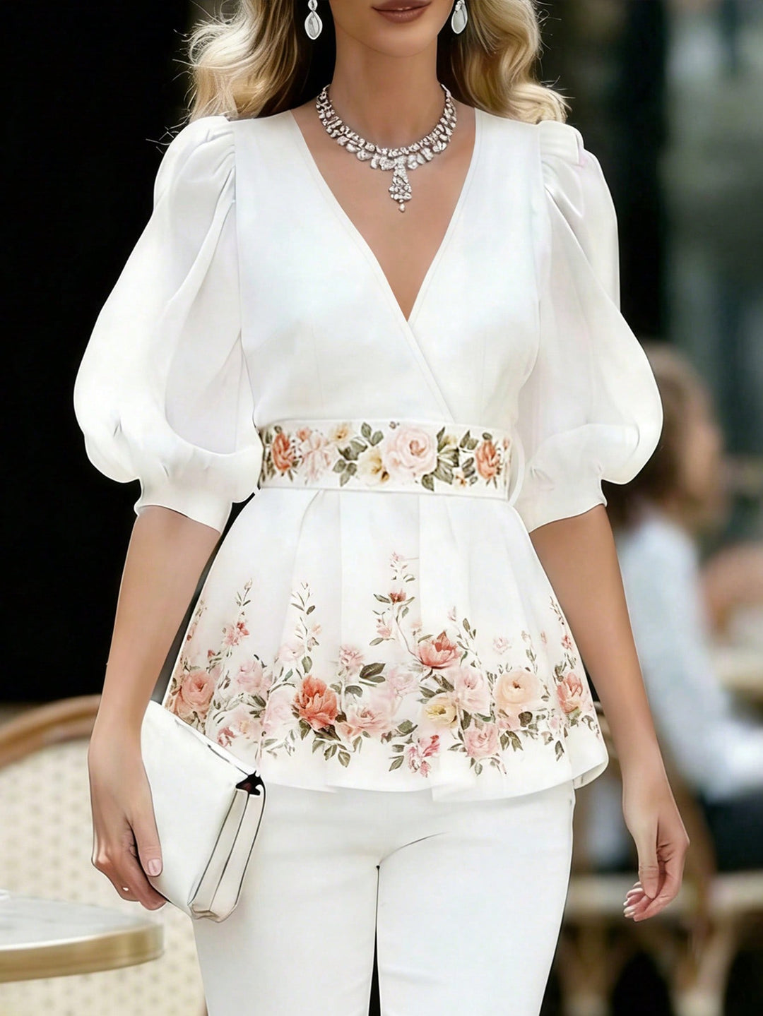 Bluza elegantă SHEIN, alb