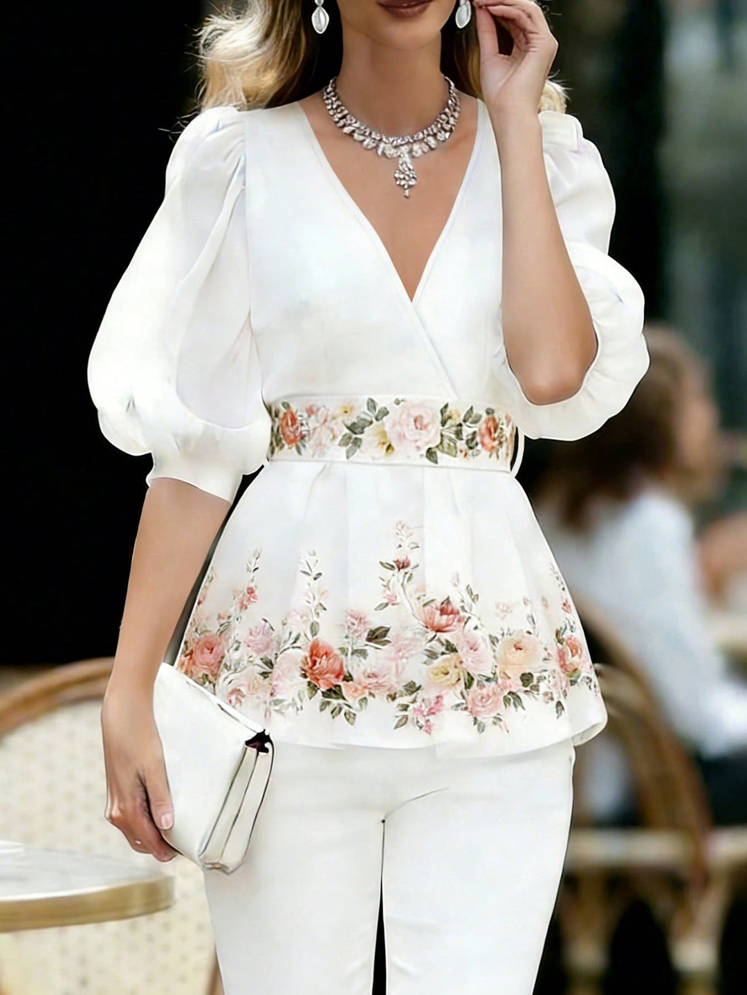 Bluza elegantă SHEIN, alb