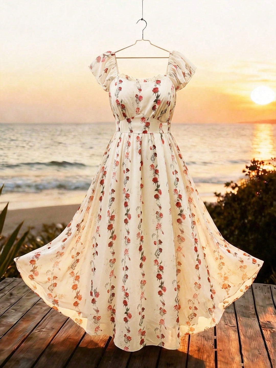 Rochie maxi SHEIN, crem