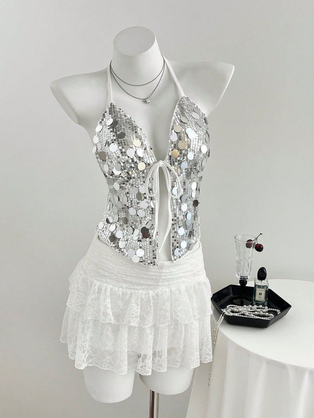 Top SHEIN, argintiu