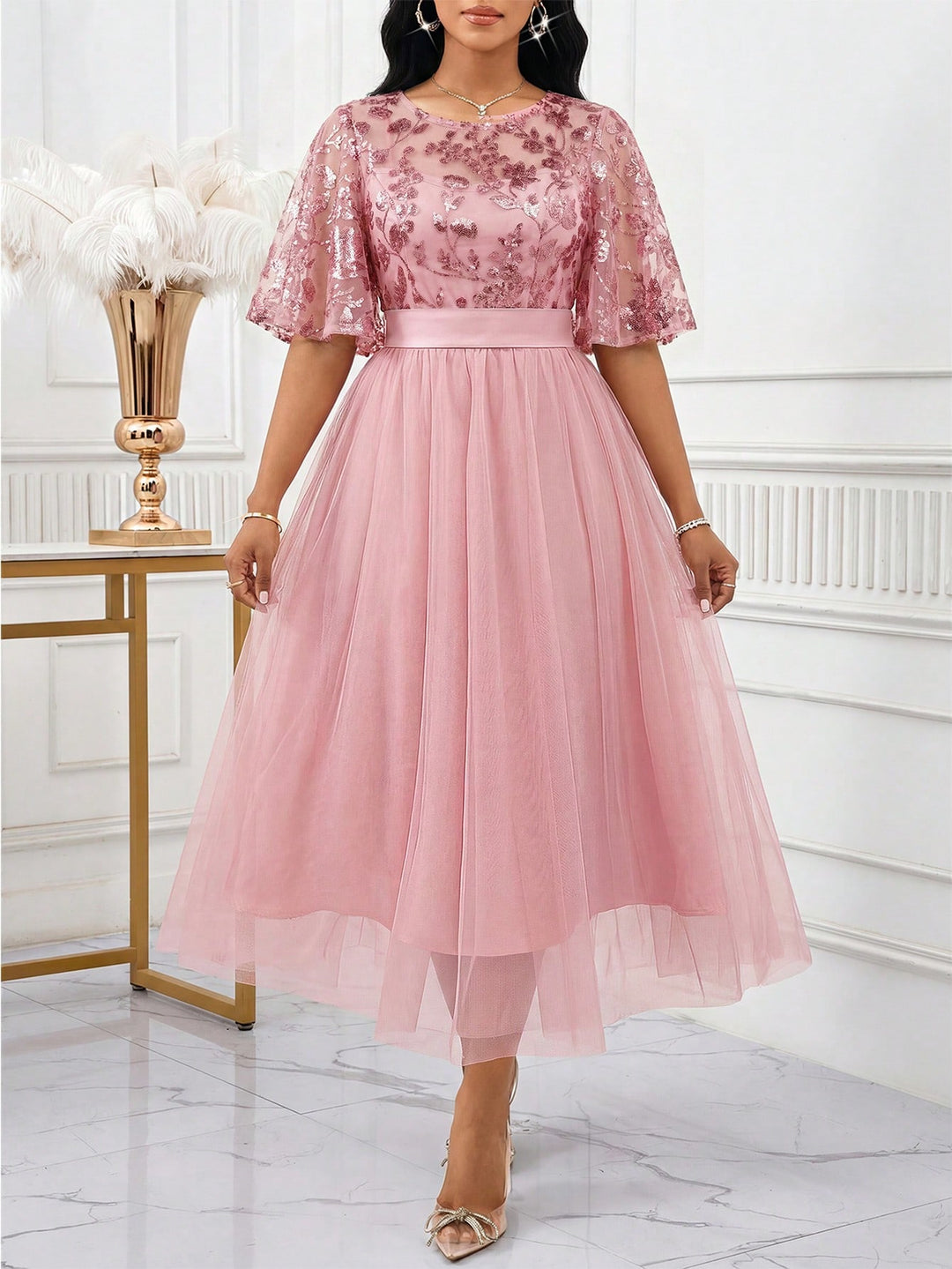 Rochie maxi SHEIN, roz