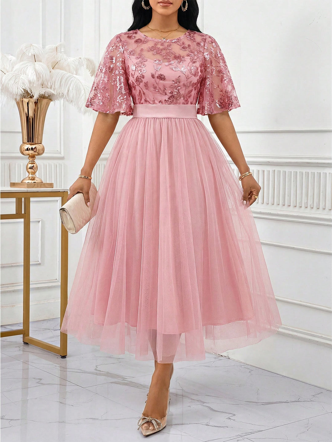 Rochie maxi SHEIN, roz
