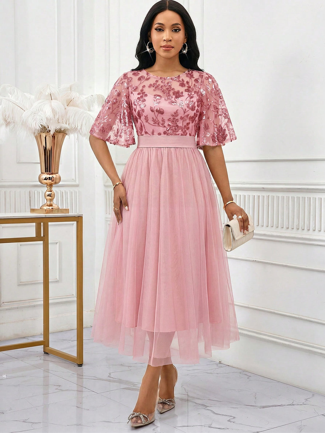 Rochie maxi SHEIN, roz