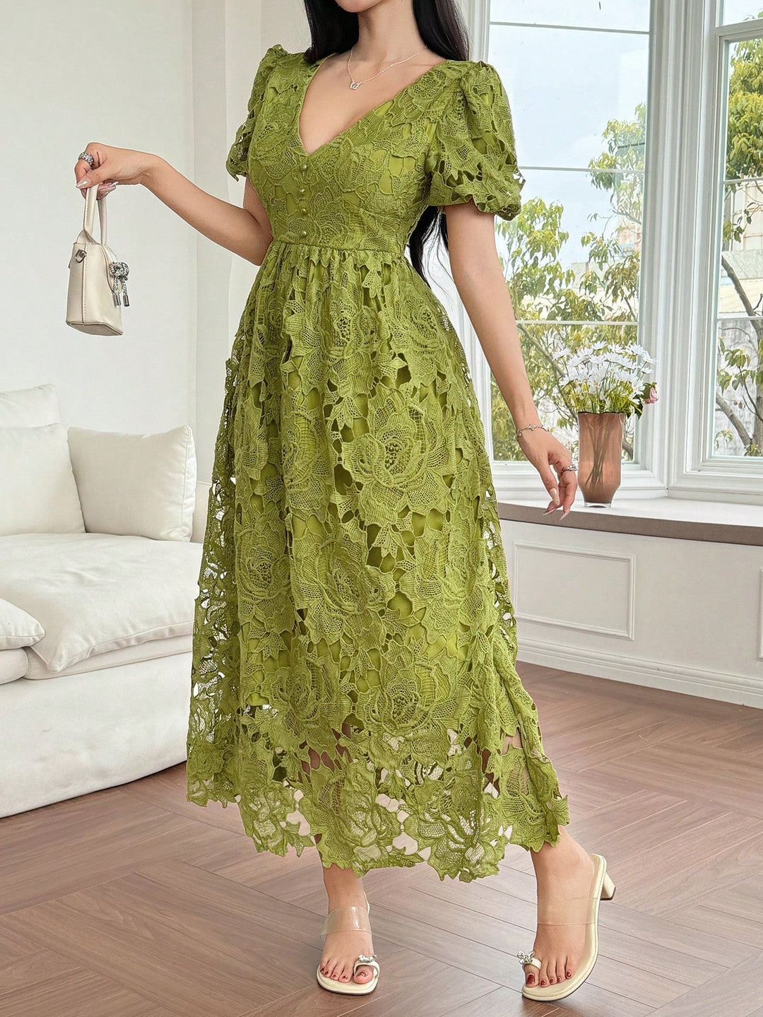 Rochie maxi SHEIN, verde