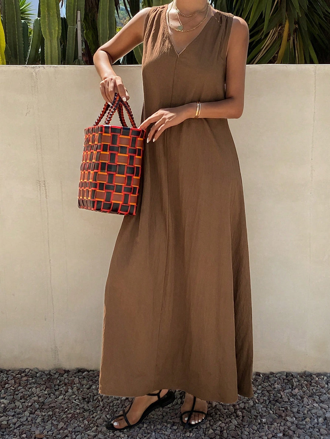 Rochie midi SHEIN, maro