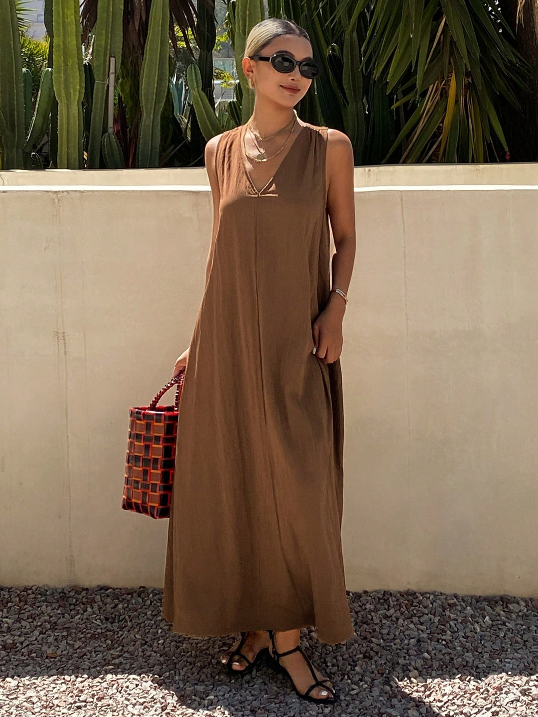 Rochie midi SHEIN, maro