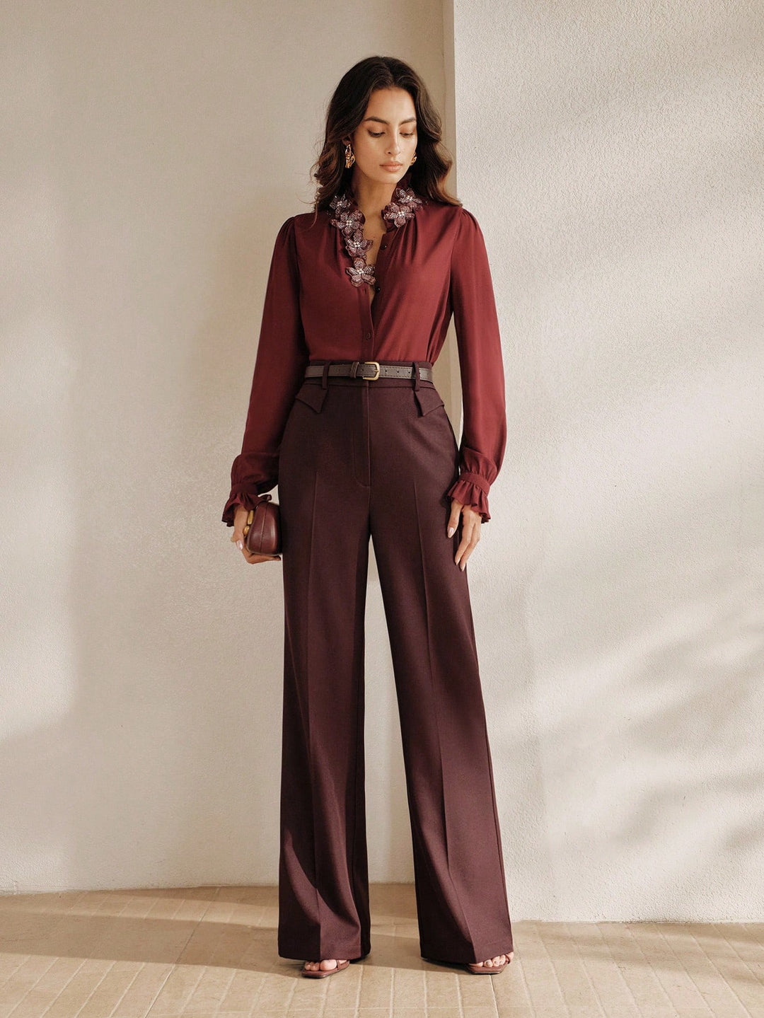 Pantalon SHEIN, maro